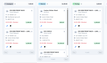 Live production board preview