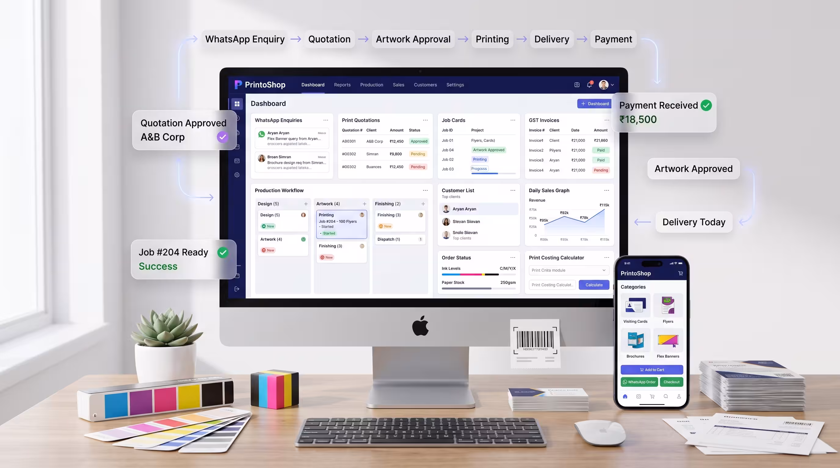 PrintoShop dashboard and print workflow preview 3